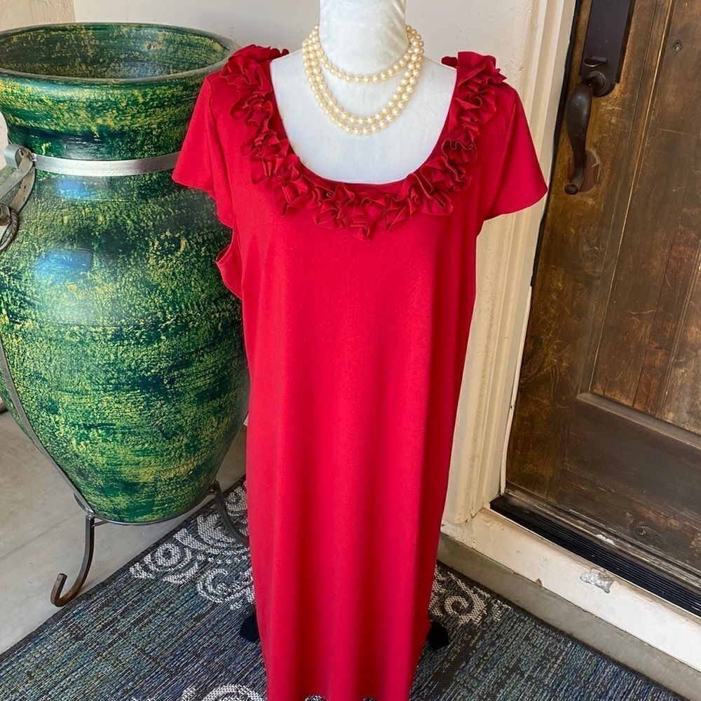 Pullover lightweight knit dress embellished collar 3X